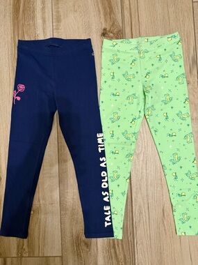 Disney girls Leggings Princes Belle & Princess Tiana  - Set of 2